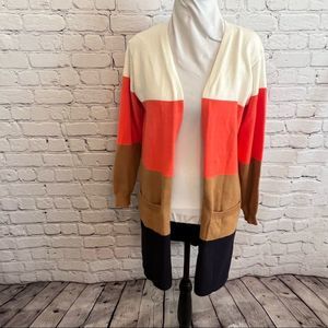 Open front striped cardigan